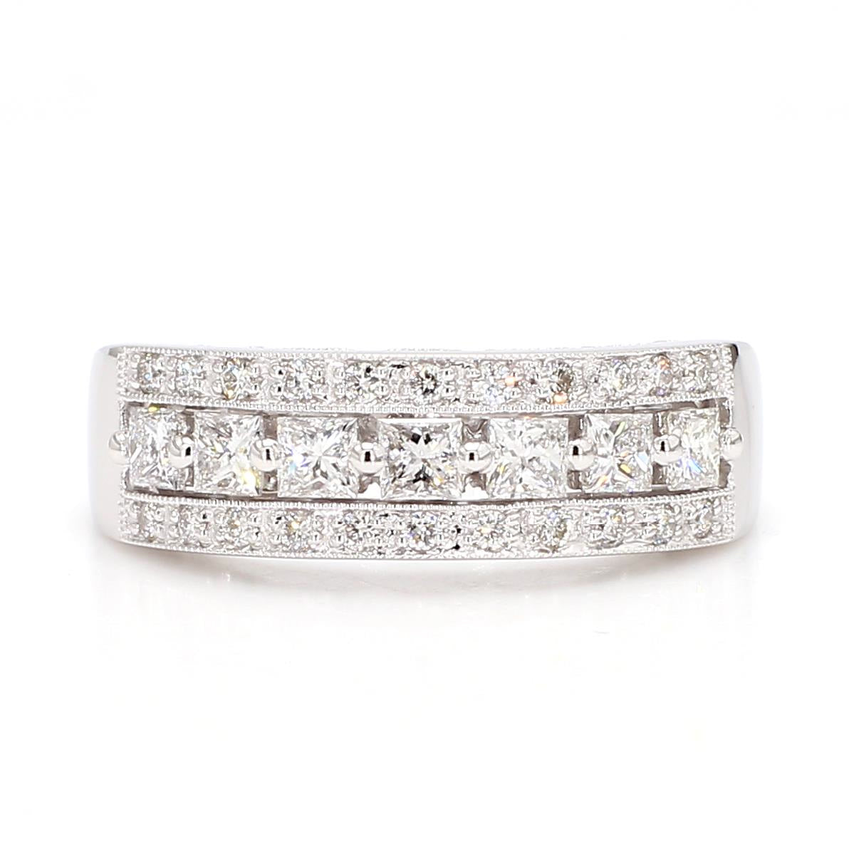 Natural White Princess Diamond 0.86 Carat TW Gold Cocktail Band