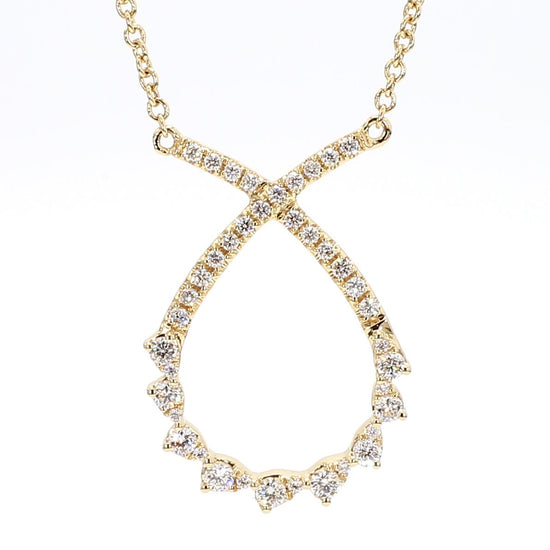 Natural White Round Diamond 0.26 Carat TW Yellow Gold Drop Necklace