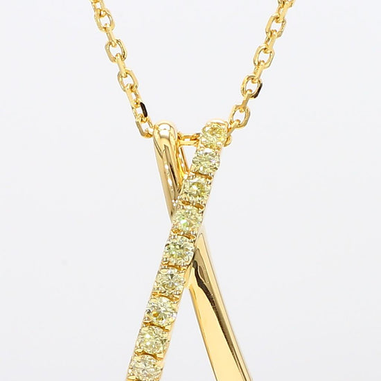 Natural Yellow Round Diamond .32 Carat TW Gold Drop Pendant