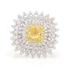 GIA Certified Natural Yellow Cushion Diamond 1.98 Carat TW Gold Cocktail Ring