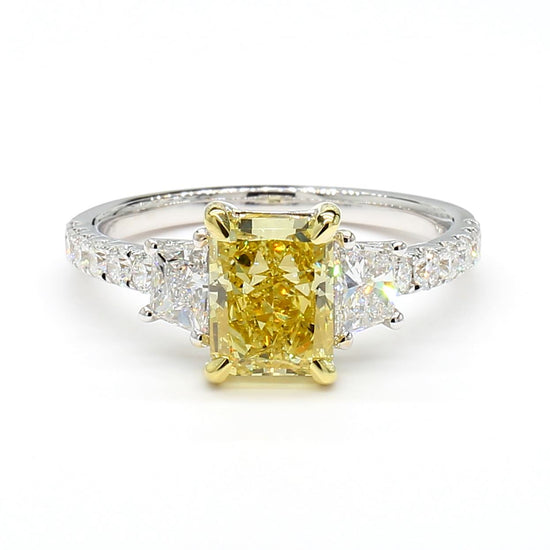 GIA Certified Natural Yellow Radiant Diamond 2.47 Carat TW Gold Cocktail Ring