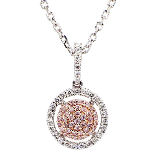 Natural Pink Round Diamond 0.33 Carat TW Rose Gold Drop Pendant