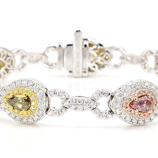 GIA Certified Natural Fancy Pink Diamond 6.68 Carat TW Gold Tennis Bracelet