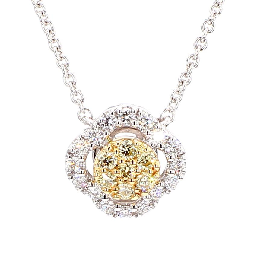 Natural Yellow Round Diamond .26 Carat TW Gold Drop Necklace