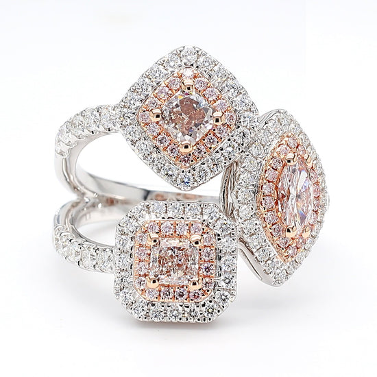 GIA Certified Fancy Pinkish Brown Diamond 1.66 Carat TW Gold Cocktail Ring
