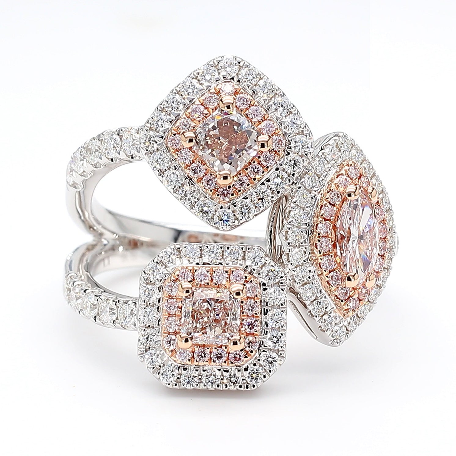 GIA Certified Fancy Pinkish Brown Diamond 1.66 Carat TW Gold Cocktail Ring