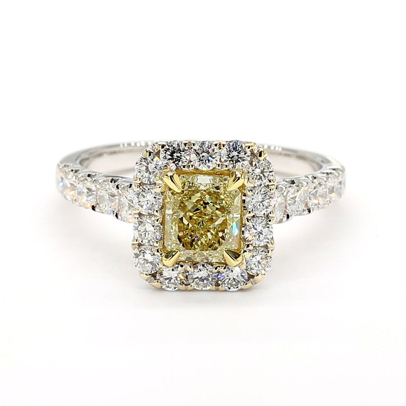 GIA Certified Natural Yellow Radiant Diamond 1.87 Carat TW Gold Cocktail Ring