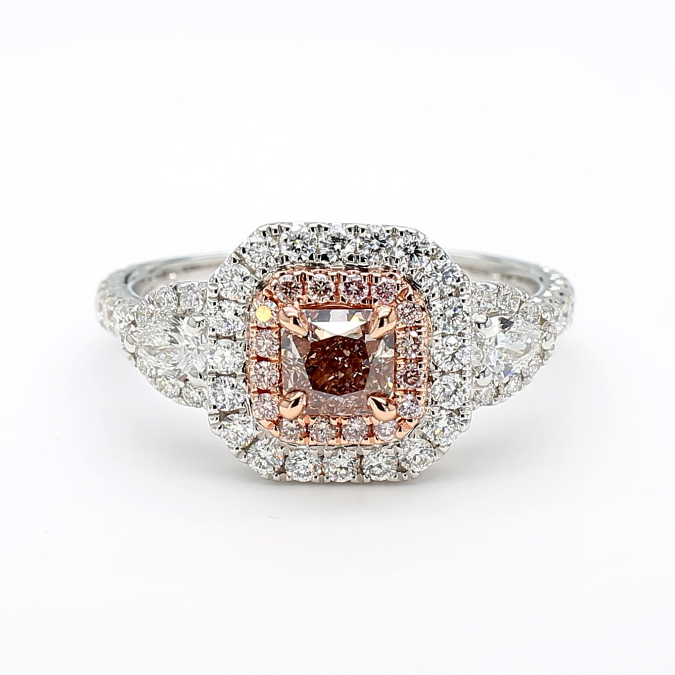 GIA Certified Fancy Pinkish Brown Radiant Diamond 1.43 Carat TW Cocktail Ring