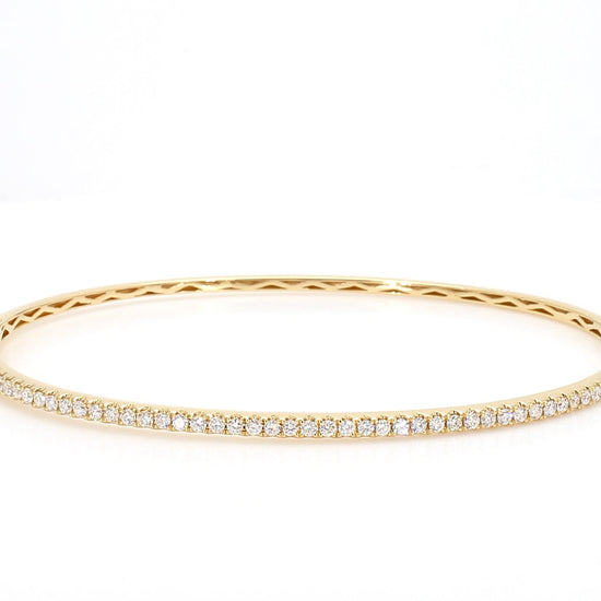 Natural White Round Diamond 0.64 Carat TW Yellow Gold Cuff Bracelet