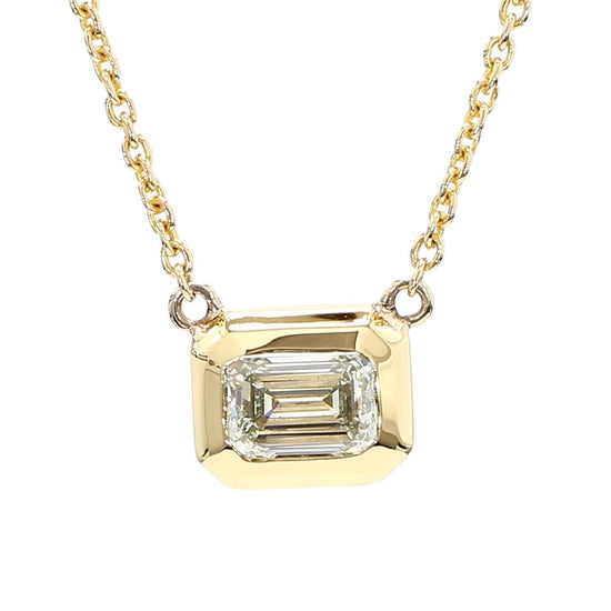 Natural White Emerald Diamond 1.01 Carat Tw Yellow Gold Drop Necklace