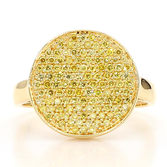 Natural Yellow Round Diamond .67 Carat TW Yellow Gold Cocktail Ring