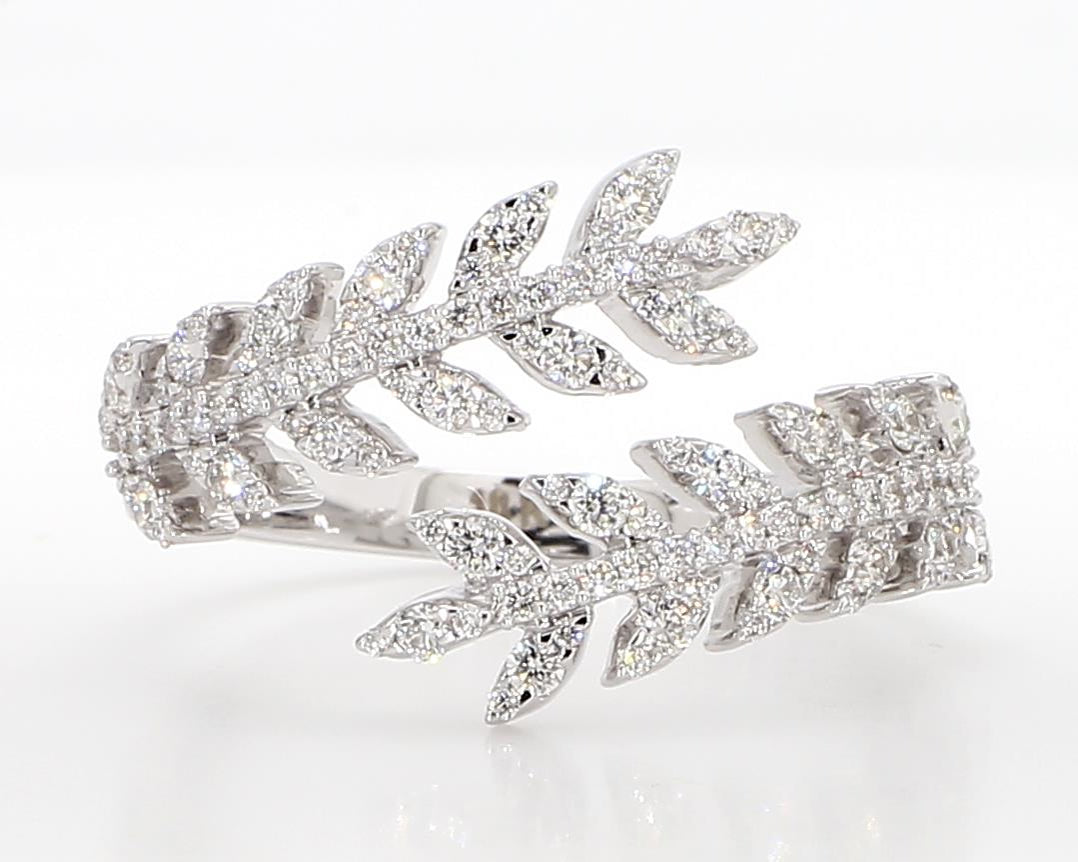 Natural White Round Diamond 0.61 Carat TW Gold Ring