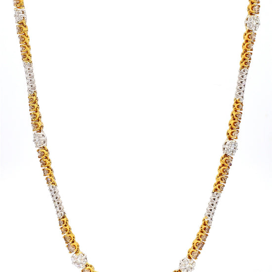 Natural Brown Round Diamond 8.18 Carat TW Gold Necklace