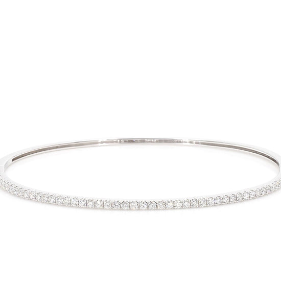Natural White Round Diamond 0.82 Carat TW White Gold Cuff Bracelet