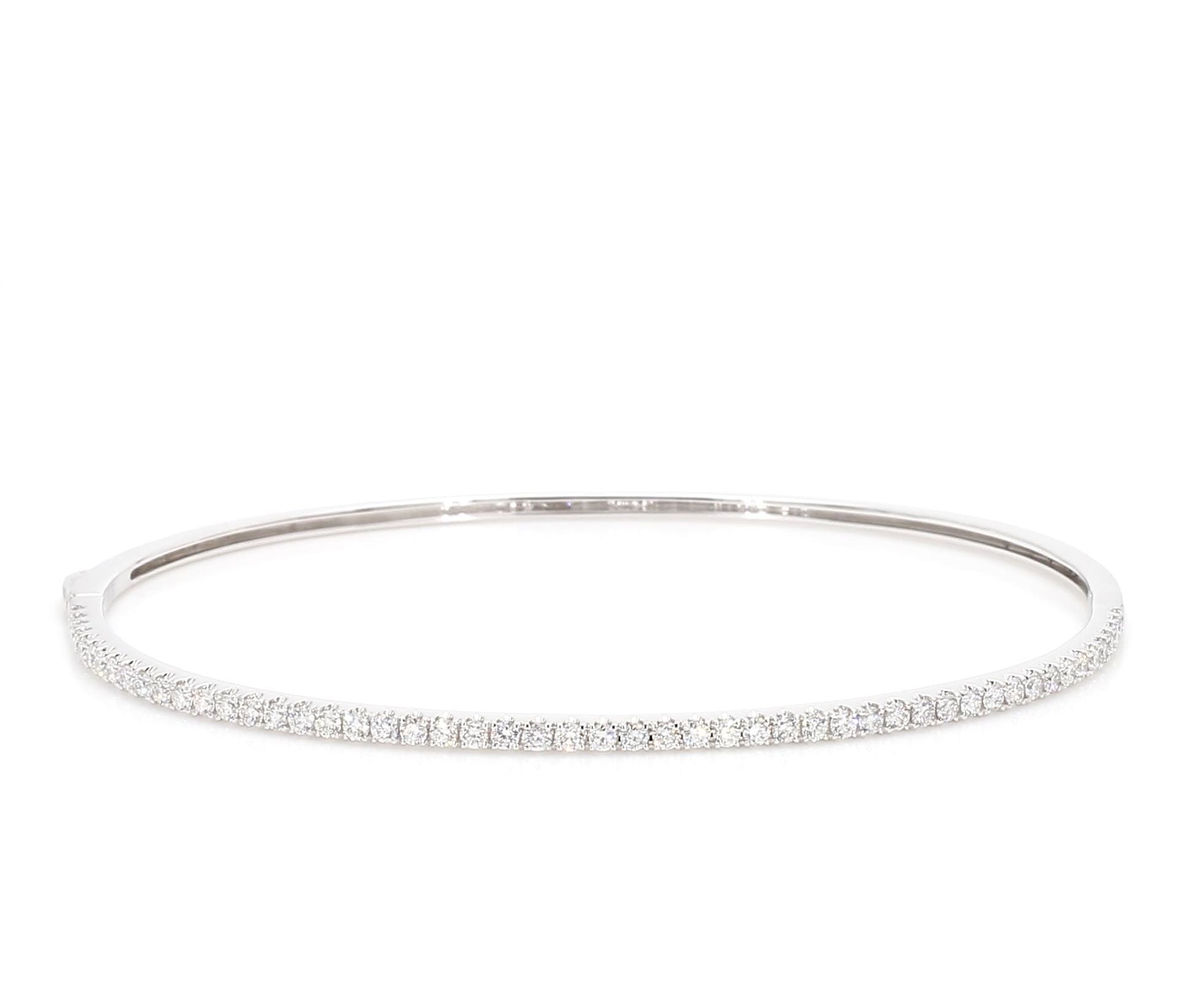 Natural White Round Diamond 0.82 Carat TW White Gold Cuff Bracelet