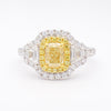 GIA Certified Natural Yellow Cushion Diamond 2.13 Carat TW Gold Cocktail Ring