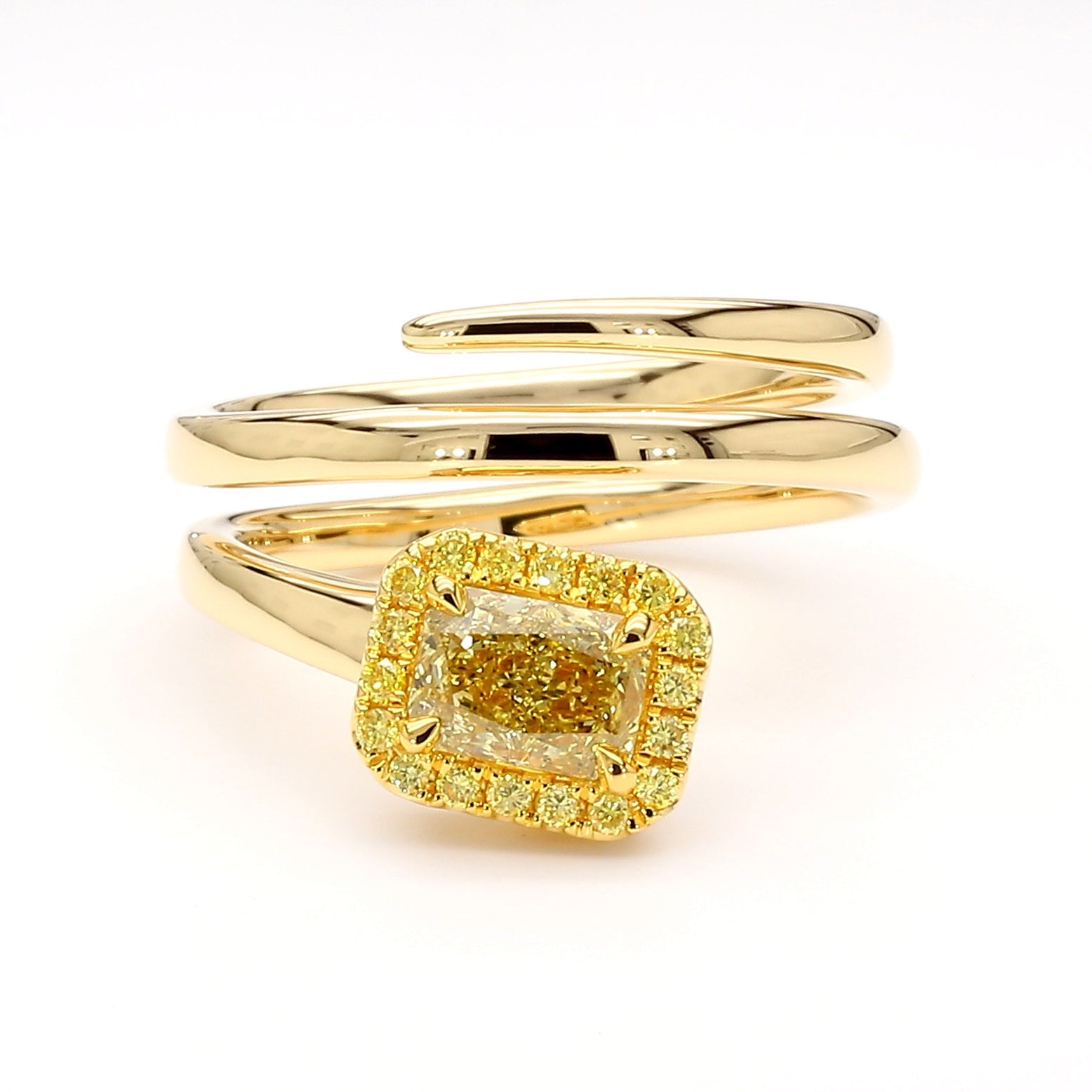 GIA Natural Fancy Brownish Greenish Yellow Radiant Diamond 0.85 Carat Gold Ring