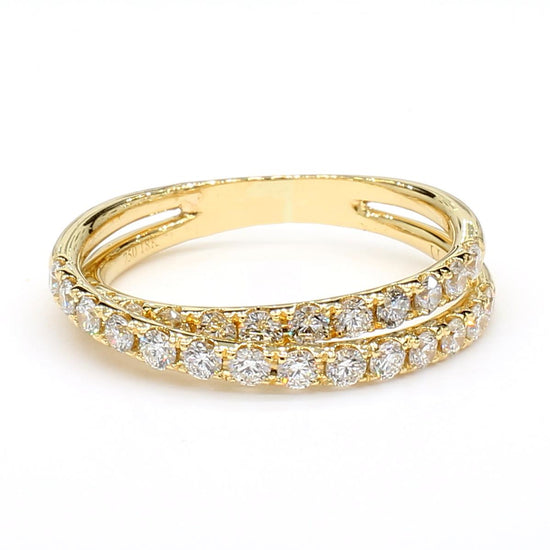Natural White Round Diamond 0.69 Carat TW Yellow Gold Cocktail Band