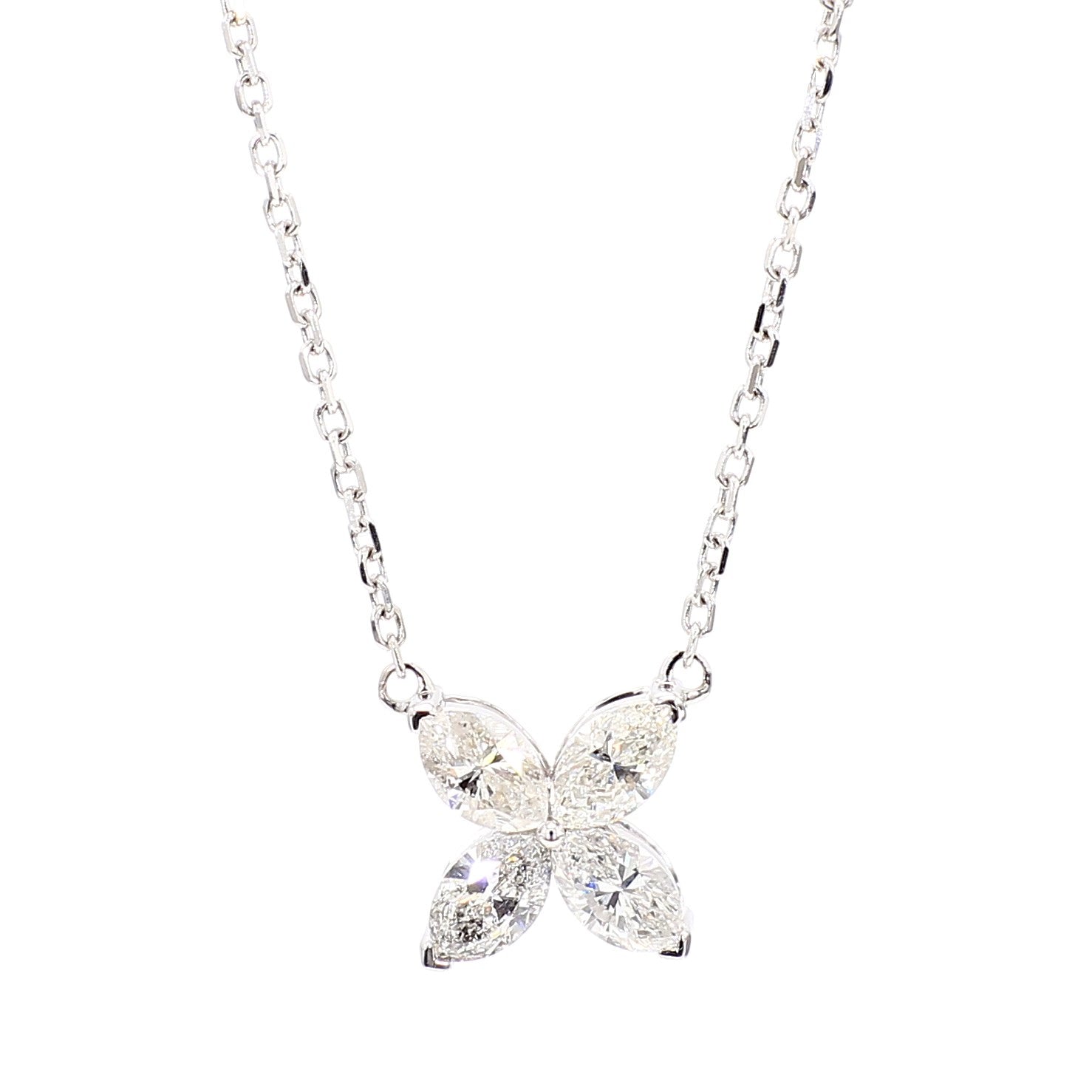 Natural White Marquise Diamond 1.41 Carat TW Gold Drop Pendant