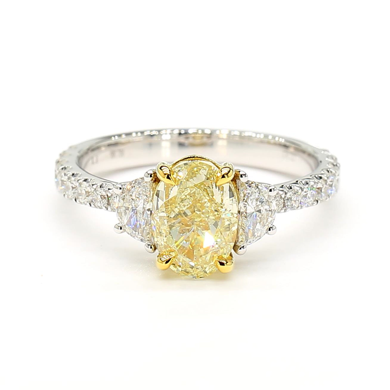 GIA Certified Natural Yellow Oval Diamond 2.42 Carat TW Gold Cocktail Ring