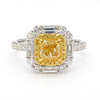 GIA Certified Natural Yellow Cushion Diamond 2.14 Carat TW Gold Cocktail Ring