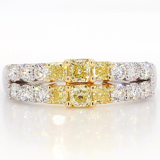 Natural Yellow Radiant Diamond 1.06 Carat TW Gold Wedding Band