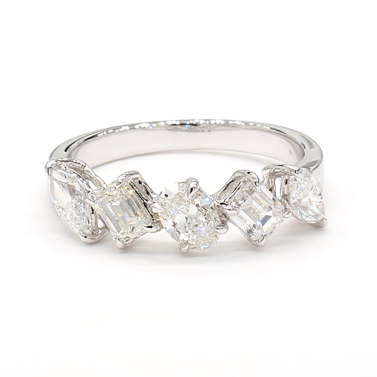 Natural White Emerald Diamond 1.38 Carat TW White Gold Cocktail Ring