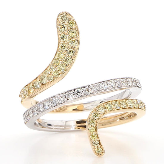 Natural Yellow Round Diamond .68 Carat TW Gold Band