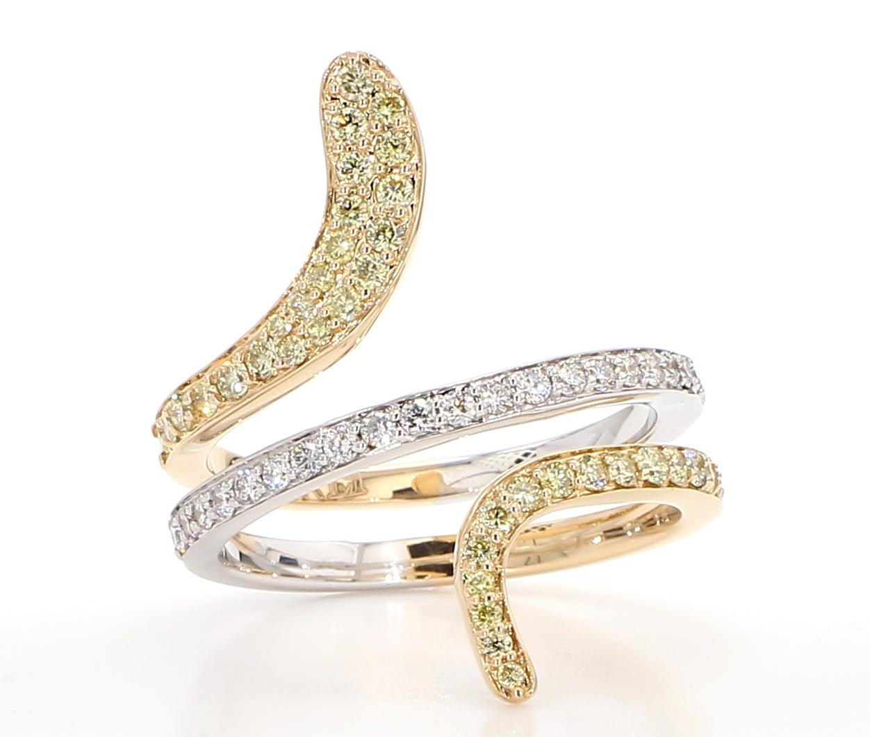 Natural Yellow Round Diamond .68 Carat TW Gold Band