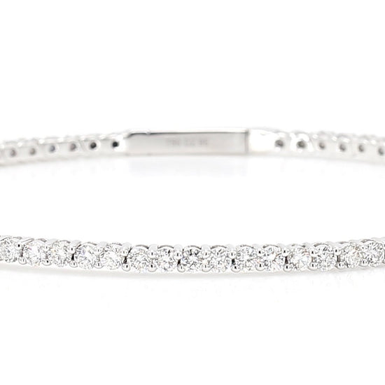 Natural White Round Diamond 2.95 Carat TW White Gold Cuff Bracelet