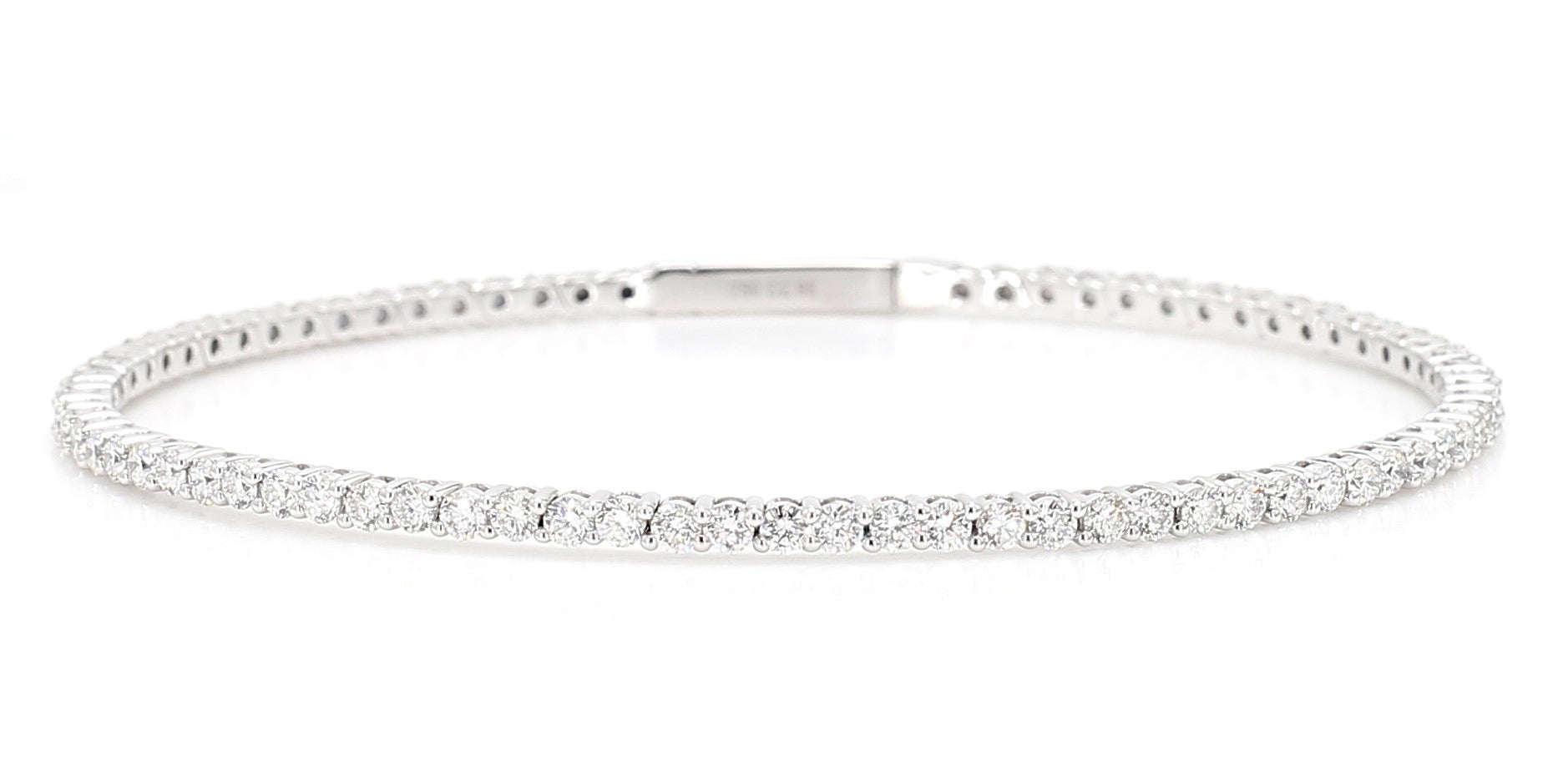 Natural White Round Diamond 2.95 Carat TW White Gold Cuff Bracelet