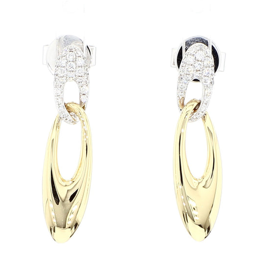 Natural White Round Diamond 0.23 Carat TW Gold Dangle Earrings