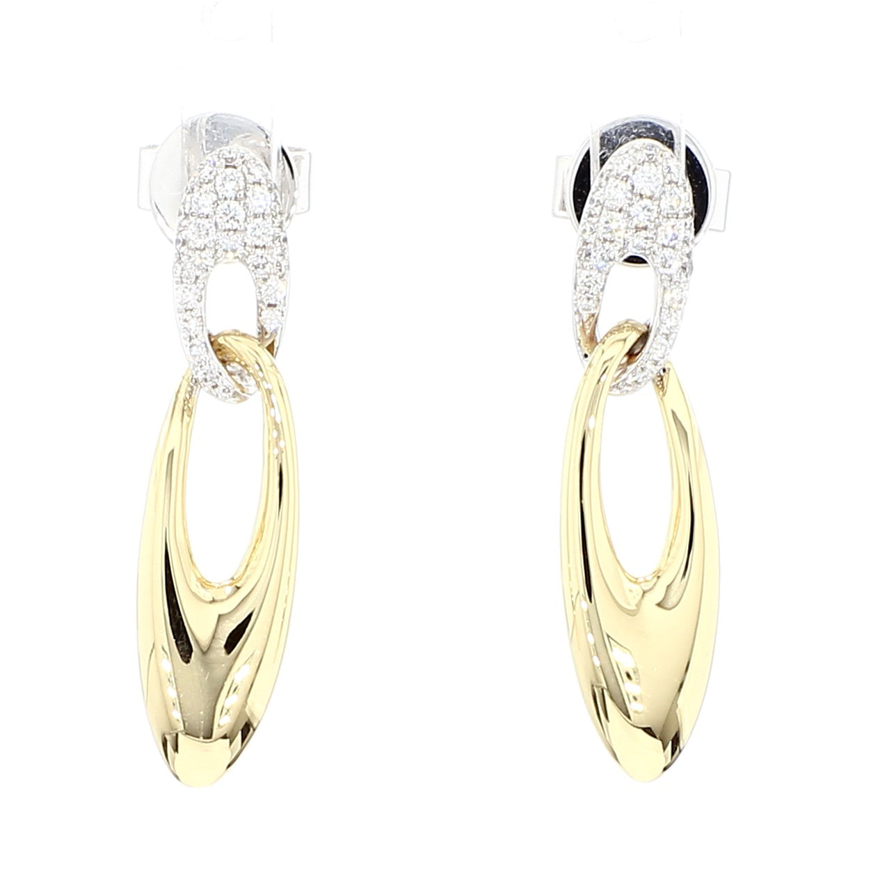 Natural White Round Diamond 0.23 Carat TW Gold Dangle Earrings