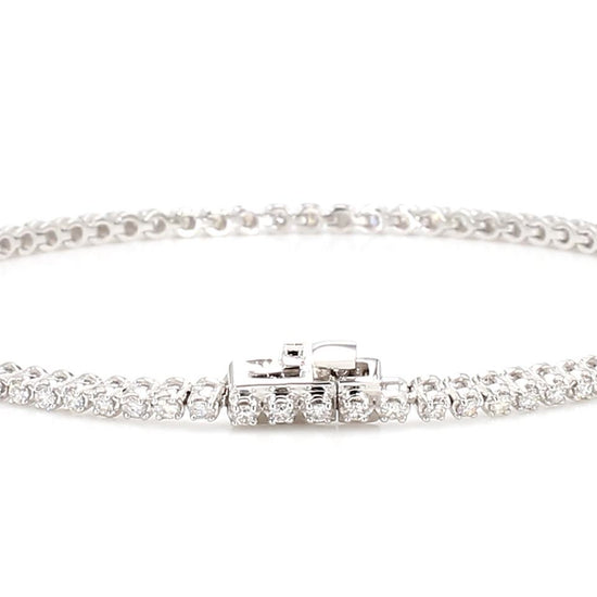 Natural White Round Diamond 1.04 Carat TW White Gold Tennis Bracelet