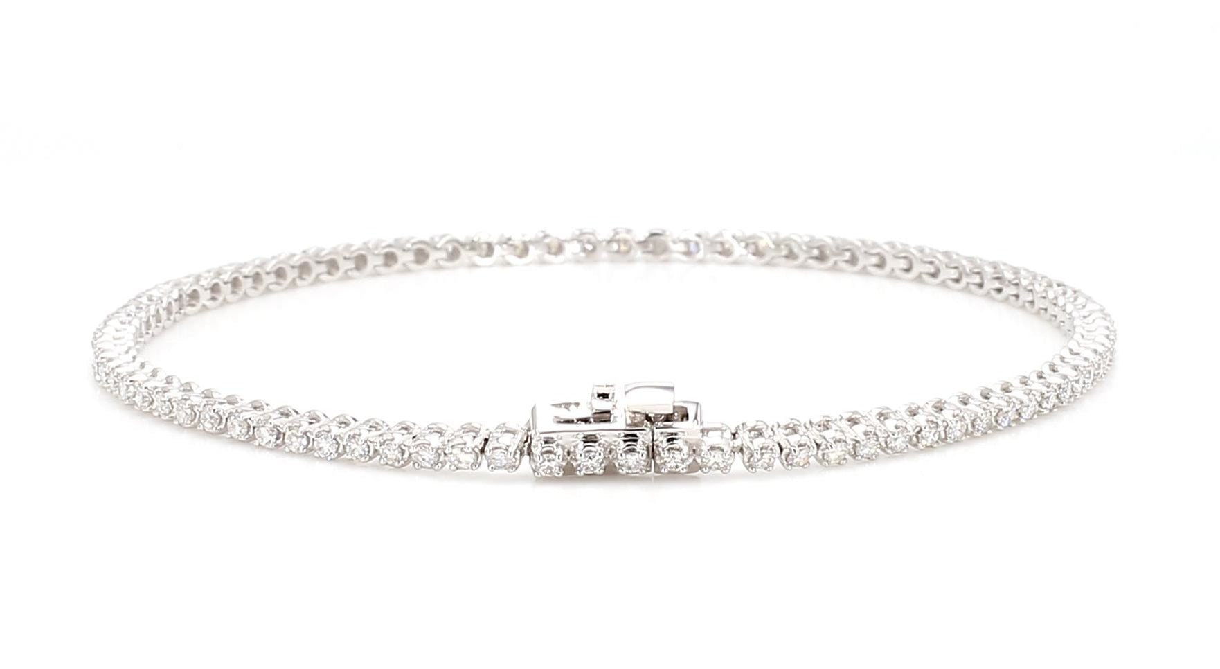 Natural White Round Diamond 1.04 Carat TW White Gold Tennis Bracelet