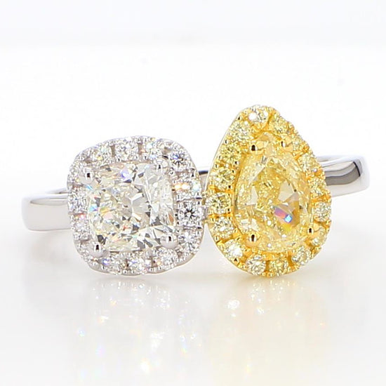 GIA Certified Natural Yellow Pear Diamond 1.78 Carat TW Cocktail Ring