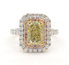 GIA Certified Natural Yellow Radiant Diamond 3.16 Carat TW Gold Cocktail Ring