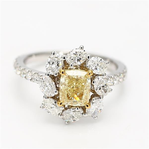 GIA Certified Natural Yellow Cushion Diamond 2.66 Carat TW Gold Cocktail Ring