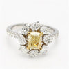 GIA Certified Natural Yellow Cushion Diamond 2.66 Carat TW Gold Cocktail Ring