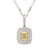 GIA Certified Natural Yellow Cushion Diamond 1.08 Carat TW Gold Drop Pendant