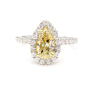 GIA Certified Natural Yellow Pear Diamond 1.69 Carat TW Gold Cocktail Ring