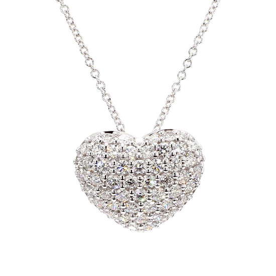 Natural White Round Diamond 1.08 Carat TW White Gold Drop Pendant