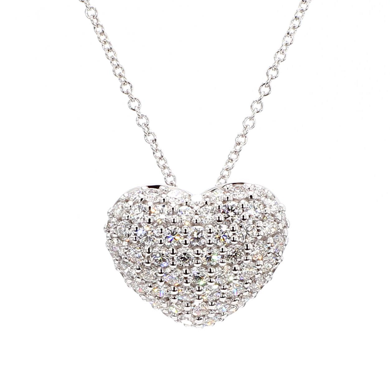Natural White Round Diamond 1.08 Carat TW White Gold Drop Pendant