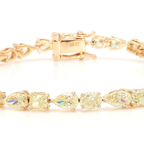 Natural Yellow Pear Diamond 9.03 Carat TW Gold Bracelet
