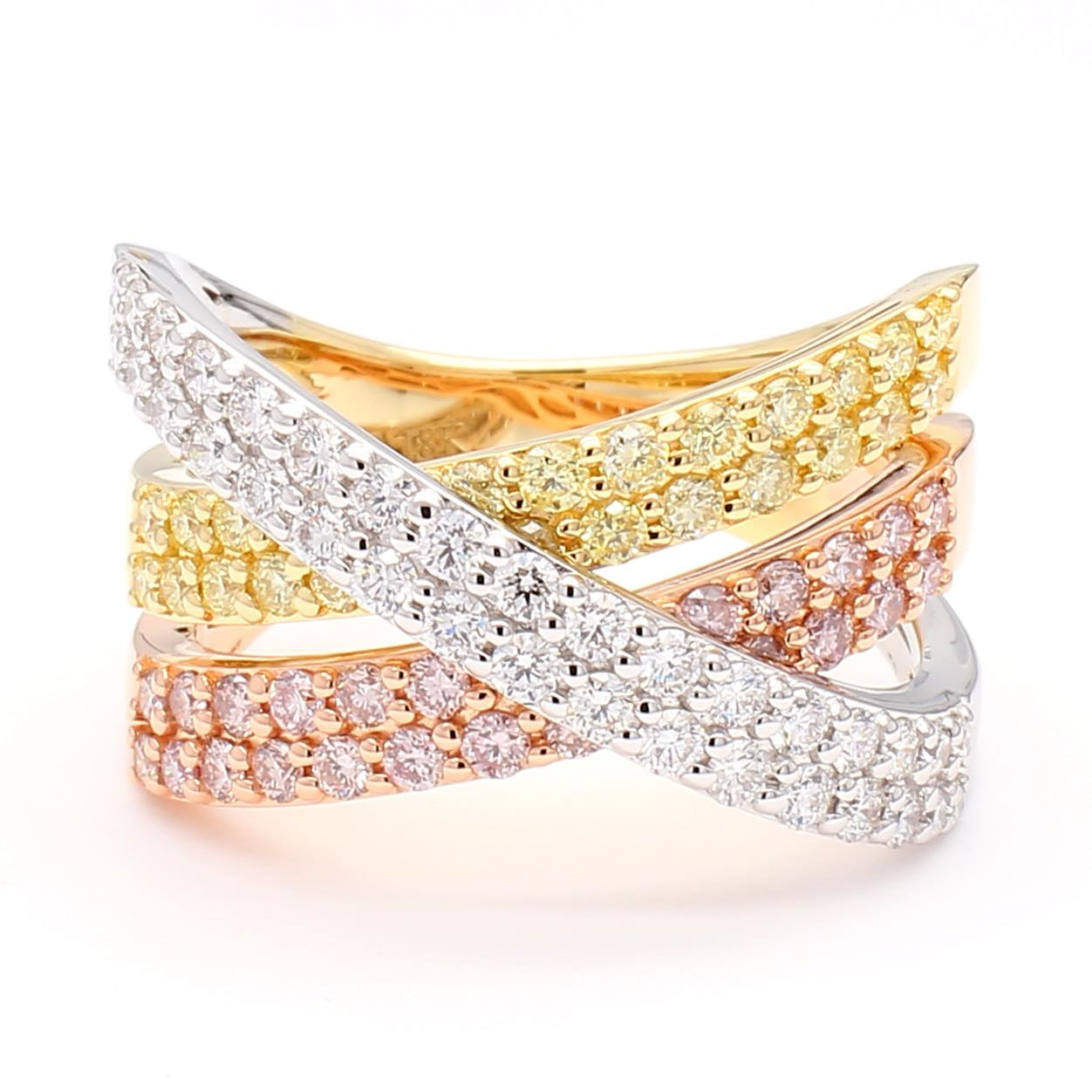 Natural Pink Round Diamond 1.26 Carat TW Gold Cocktail Ring