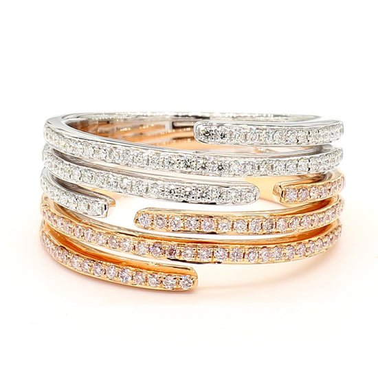 Natural Pink Round Diamond 0.50 Carat TW Rose Gold Cocktail Band