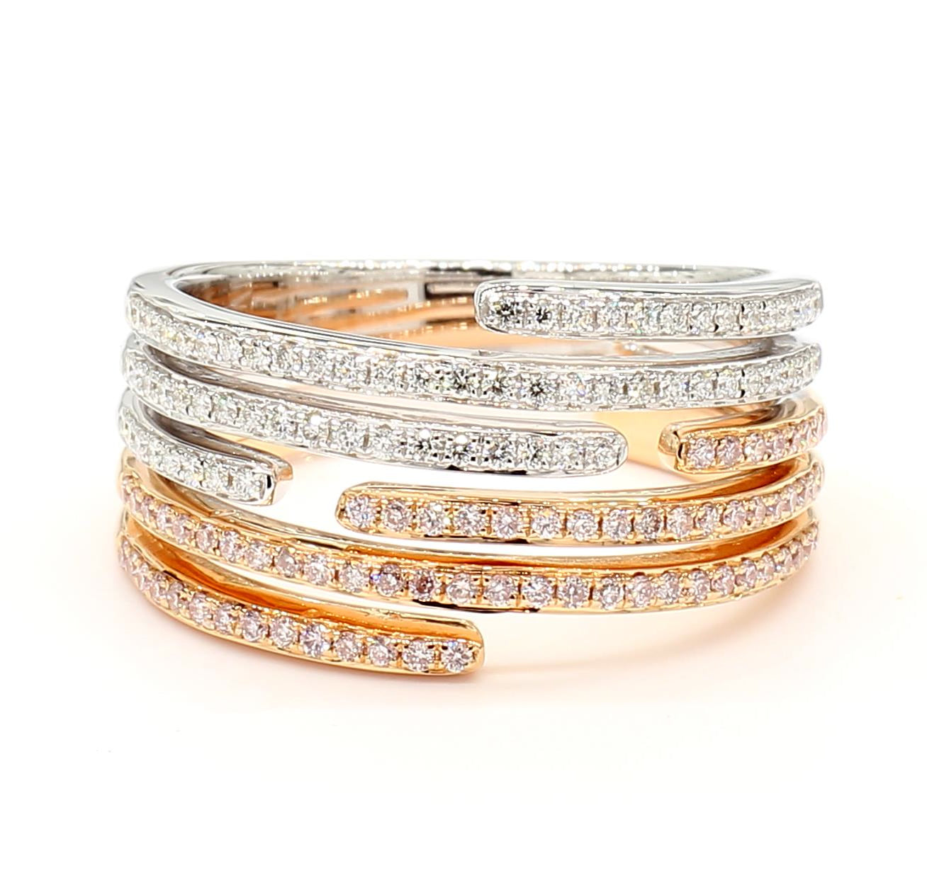 Natural Pink Round Diamond 0.50 Carat TW Rose Gold Cocktail Band