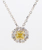 Natural Yellow Cushion and White Diamond 1.07 Carat TW Gold Drop Pendant