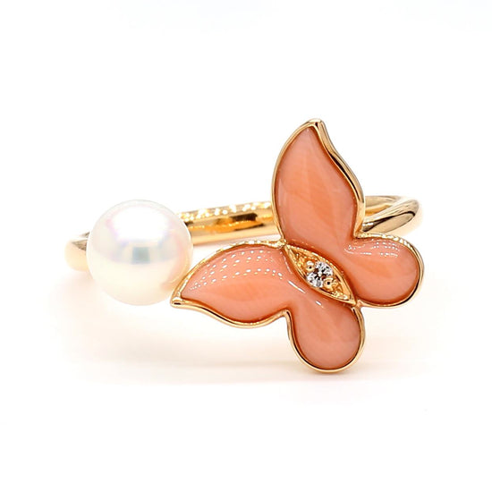 Natural Pearl and White Diamond .55 Carat TW Rose Gold Fashion Ring
