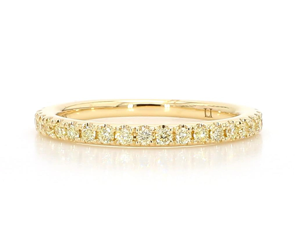 Natural Yellow Round Diamond 0.35 Carat TW Yellow Gold Wedding Band
